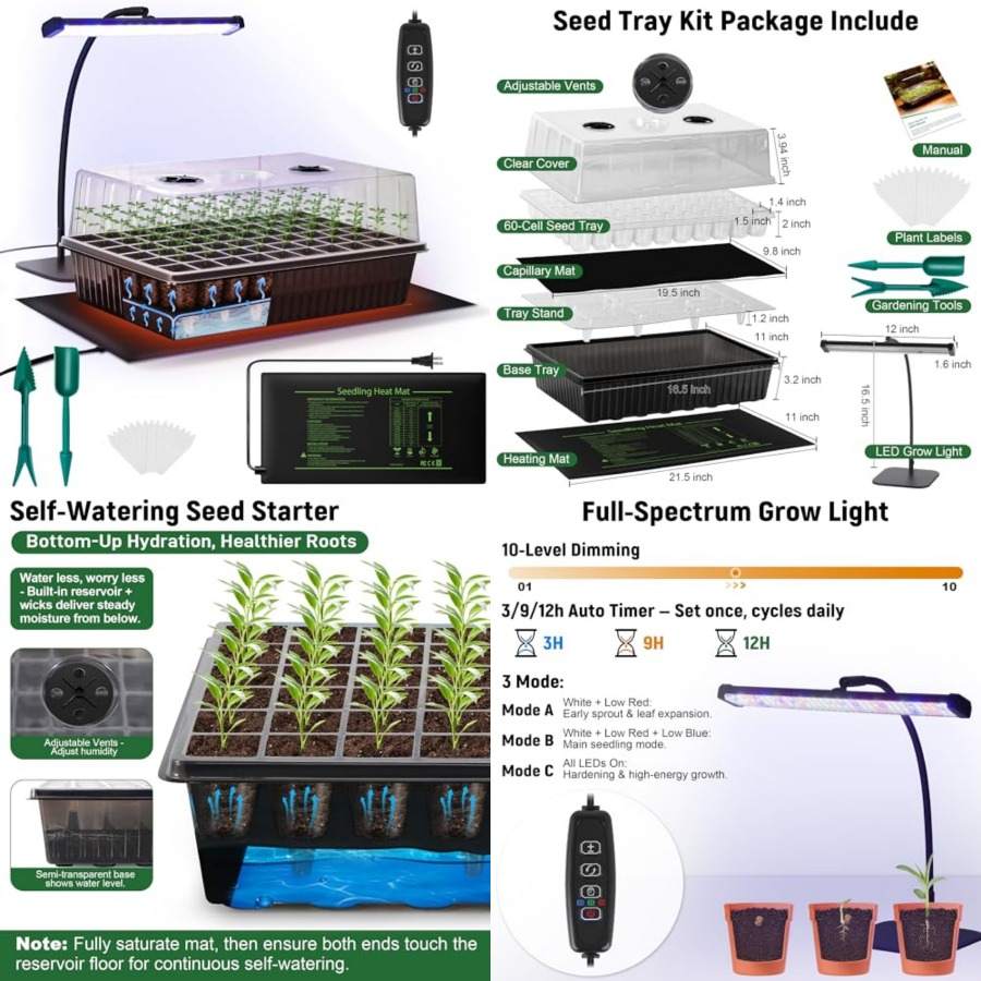 60-Cell Self-Watering Seed Sta - Humidity Dome Kit ulasan dan harga