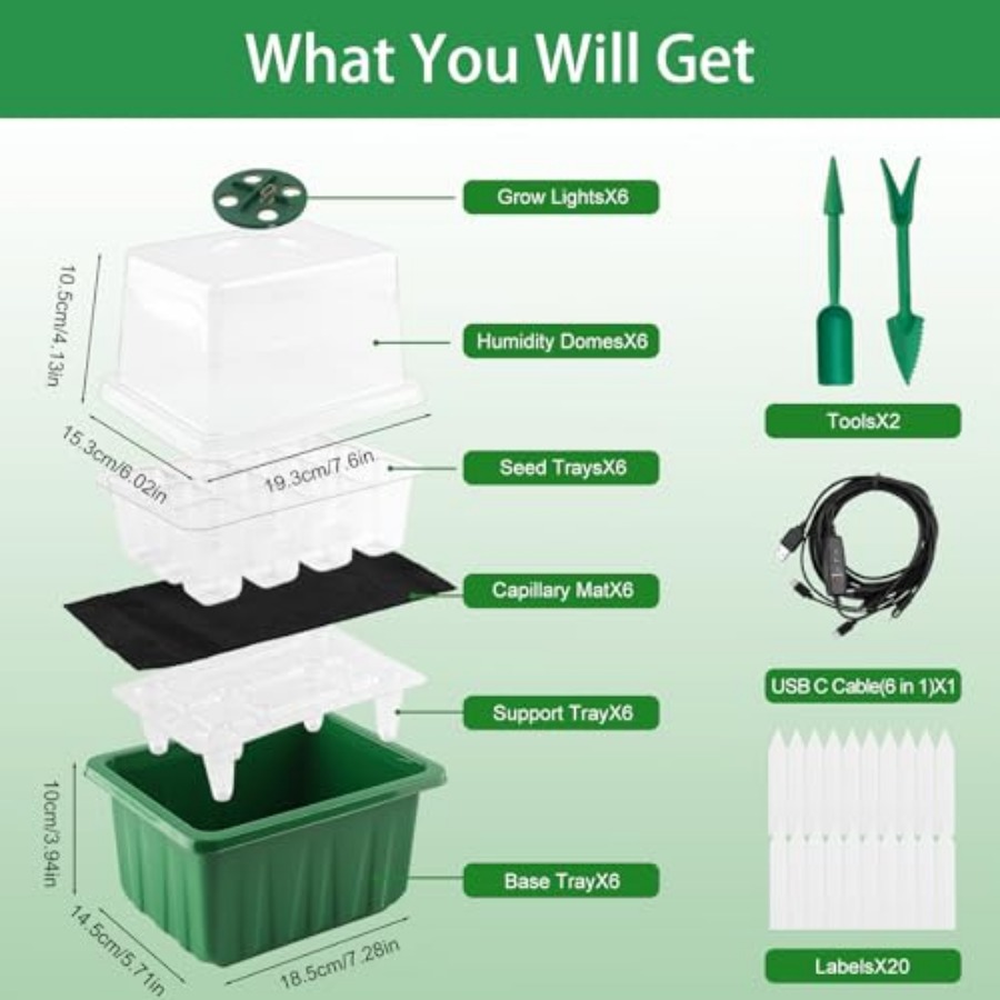 Seed Starter Tray with Light,  - Humidity Dome Kit ulasan dan harga