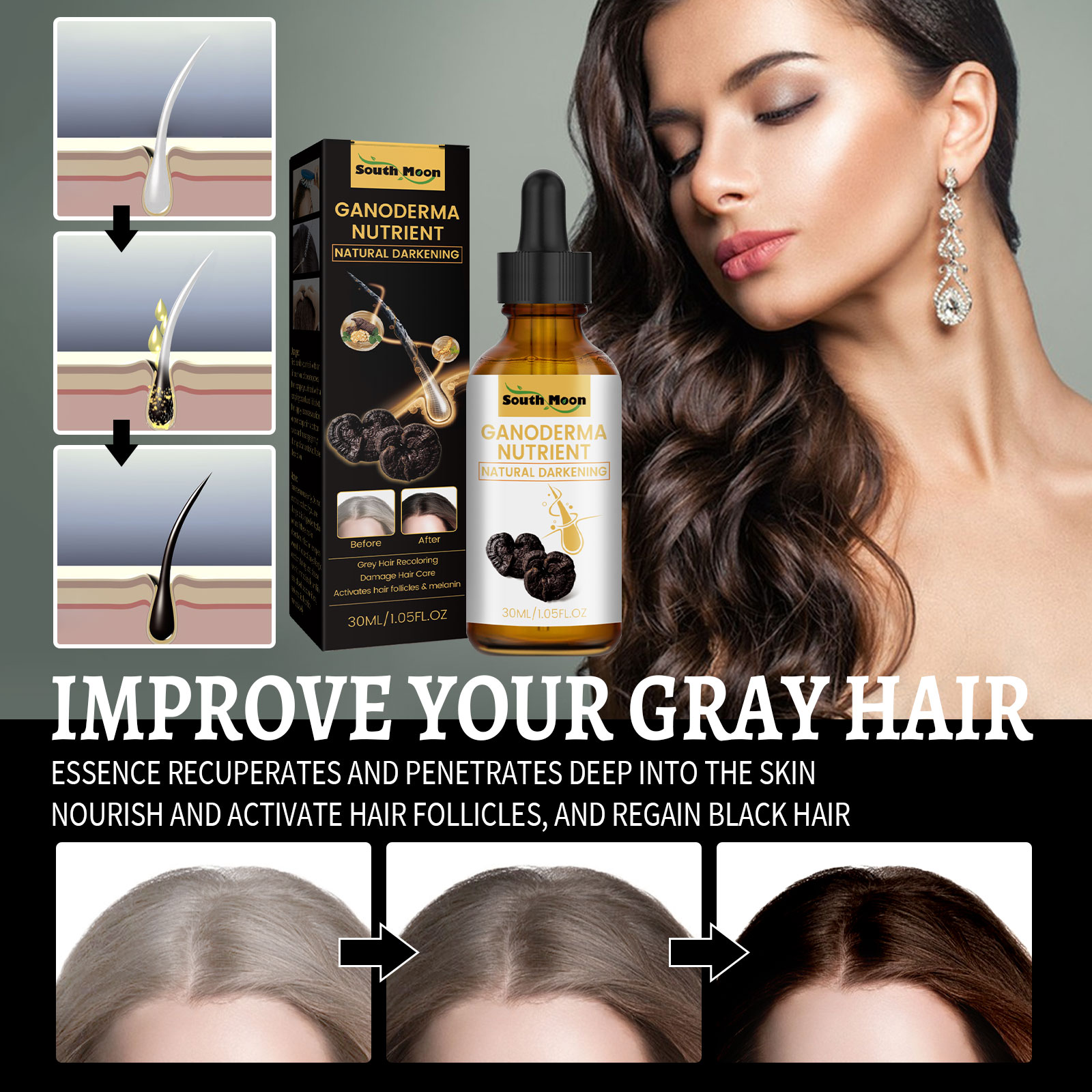 Black Ganoderma Lucidum Hair L - Root Stimulator Liquid ulasan dan harga