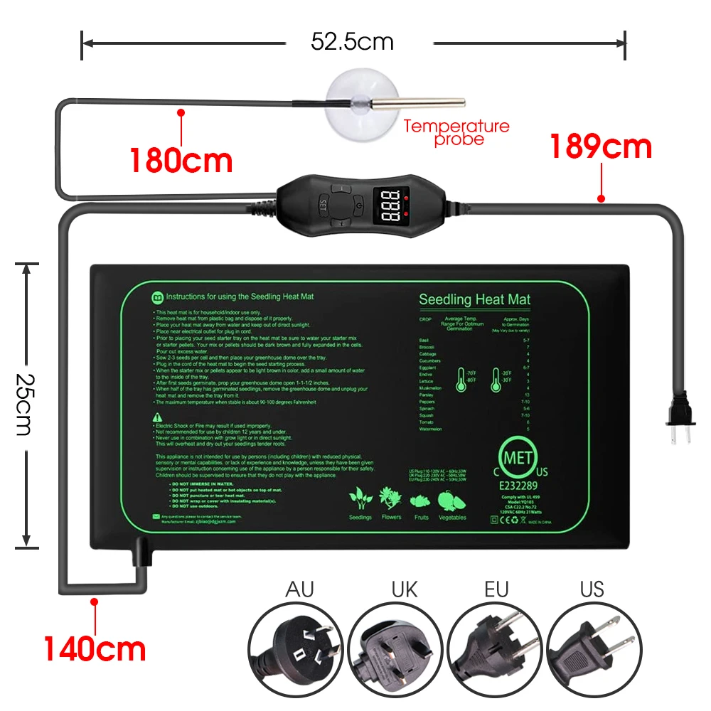50W EU-US/UK/AU Adjustable The - Heat Mat Seedling ulasan dan harga